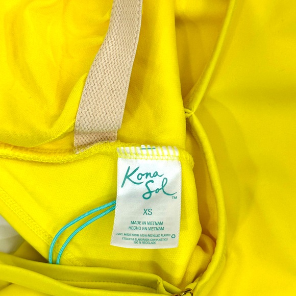 Kona Sol Canary Yellow Fully Lined V Neck & Back Swimsuit Medium Coverag… - Picture 6 of 7